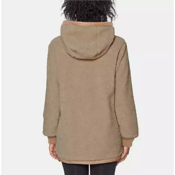 1 Madison Expedition Women's Tan Hooded Full Zip Fuzzy Teddy Jacket Size L - Picture 3 of 11